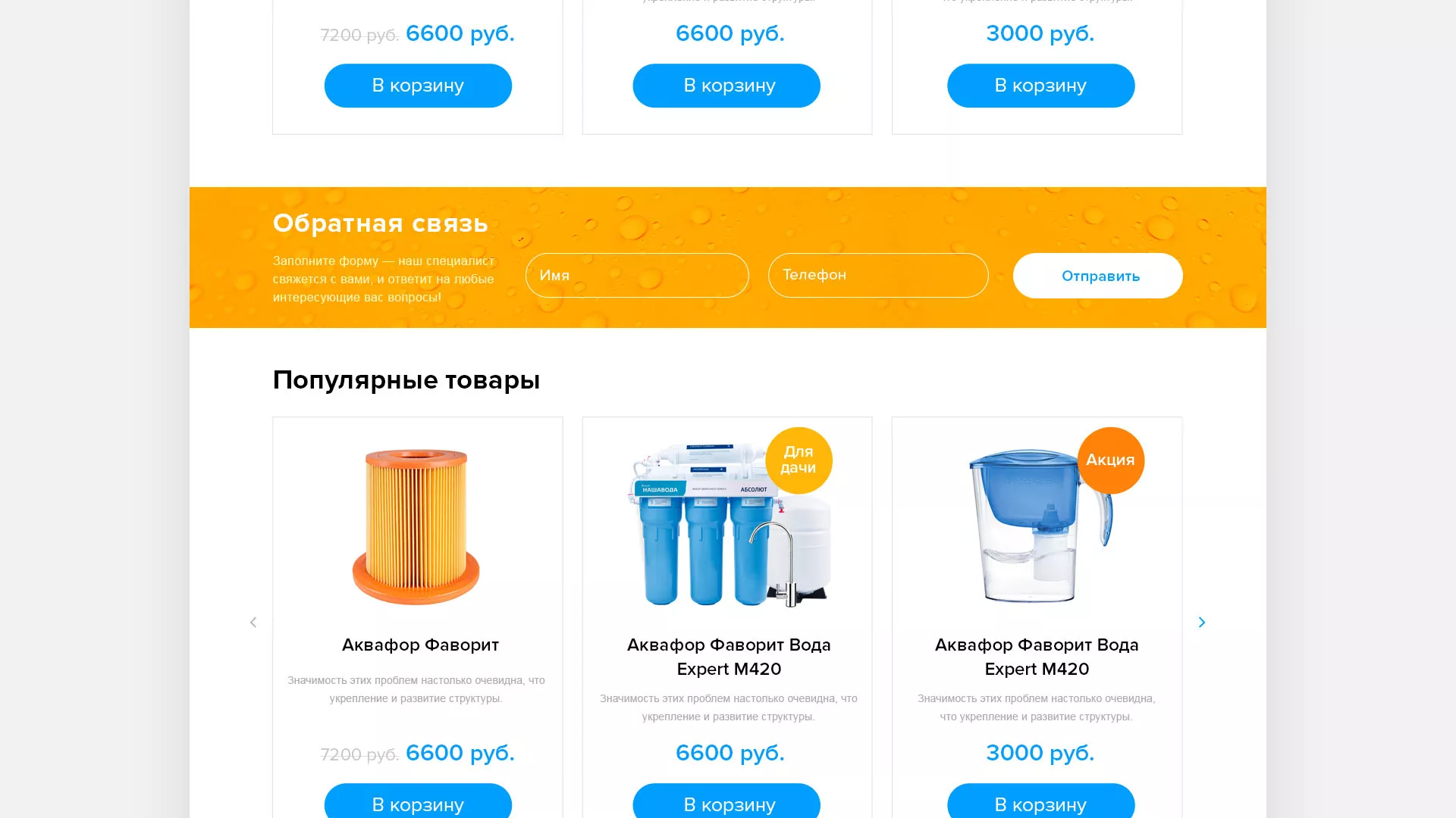 Создание интернет-магазина «Водолей» по продаже фильтров очистных сооружений в Балашове
