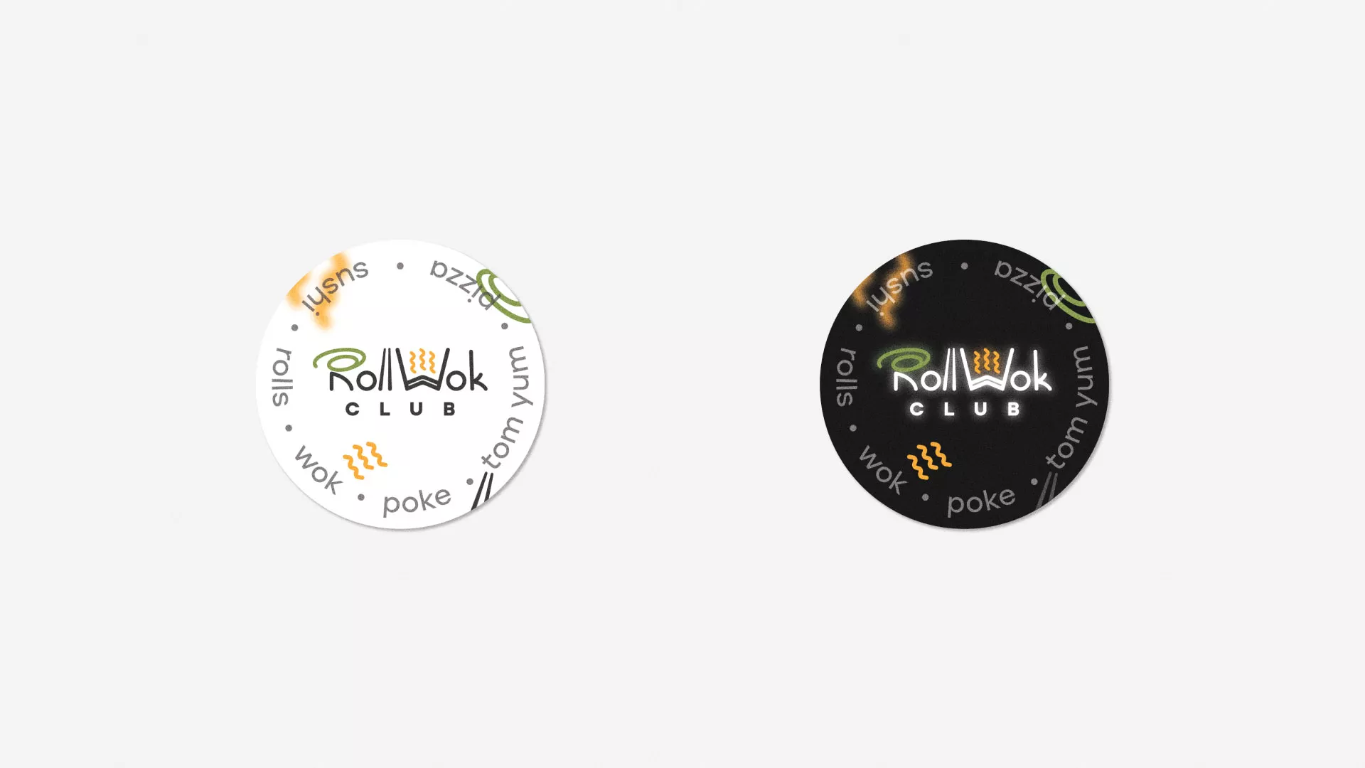 Разработка наклеек для суши-бара «Roll Wok Club» в Балашове