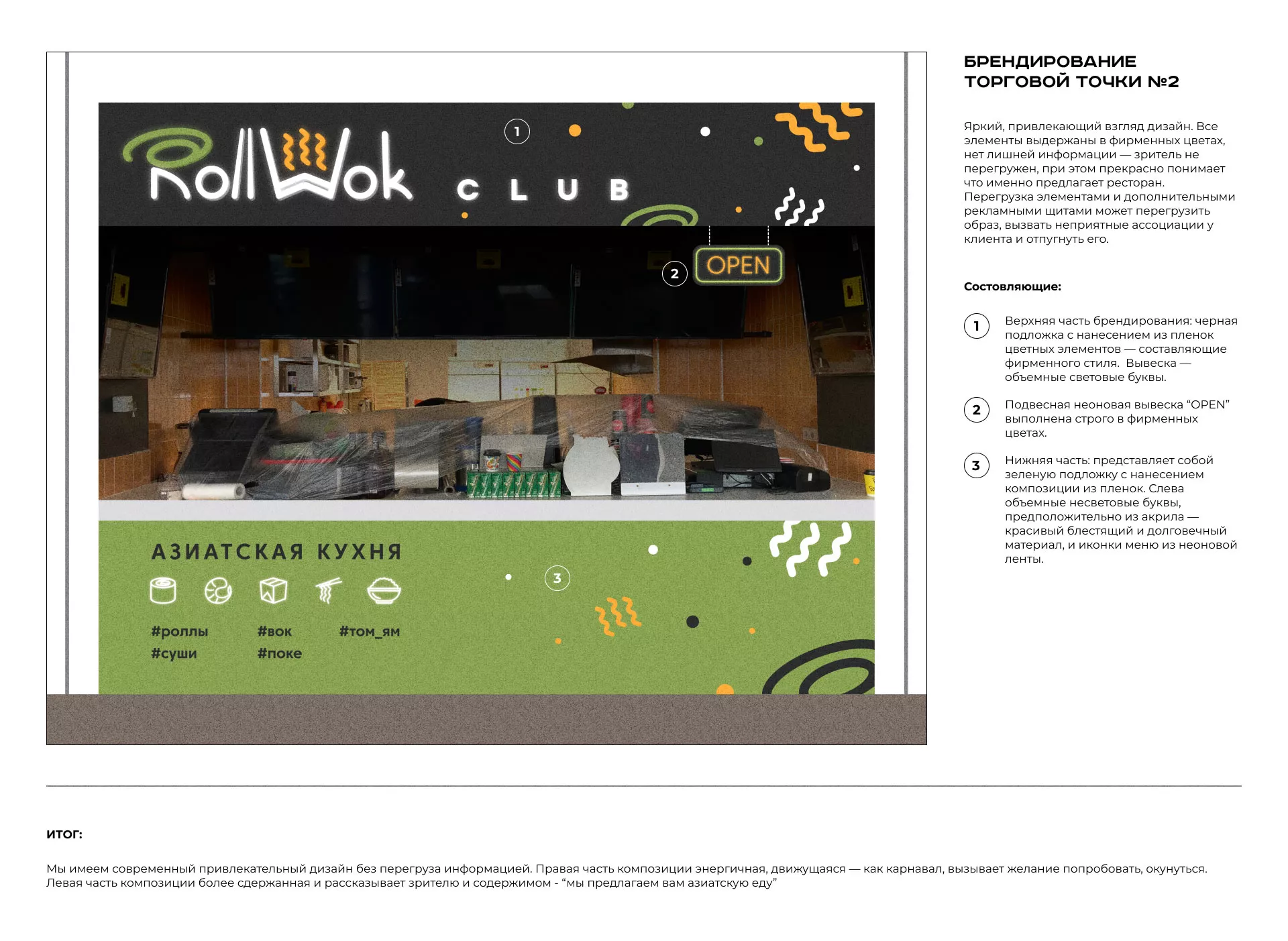 Брендирование торговых точек суши-бара «Roll Wok Club» в Балашове