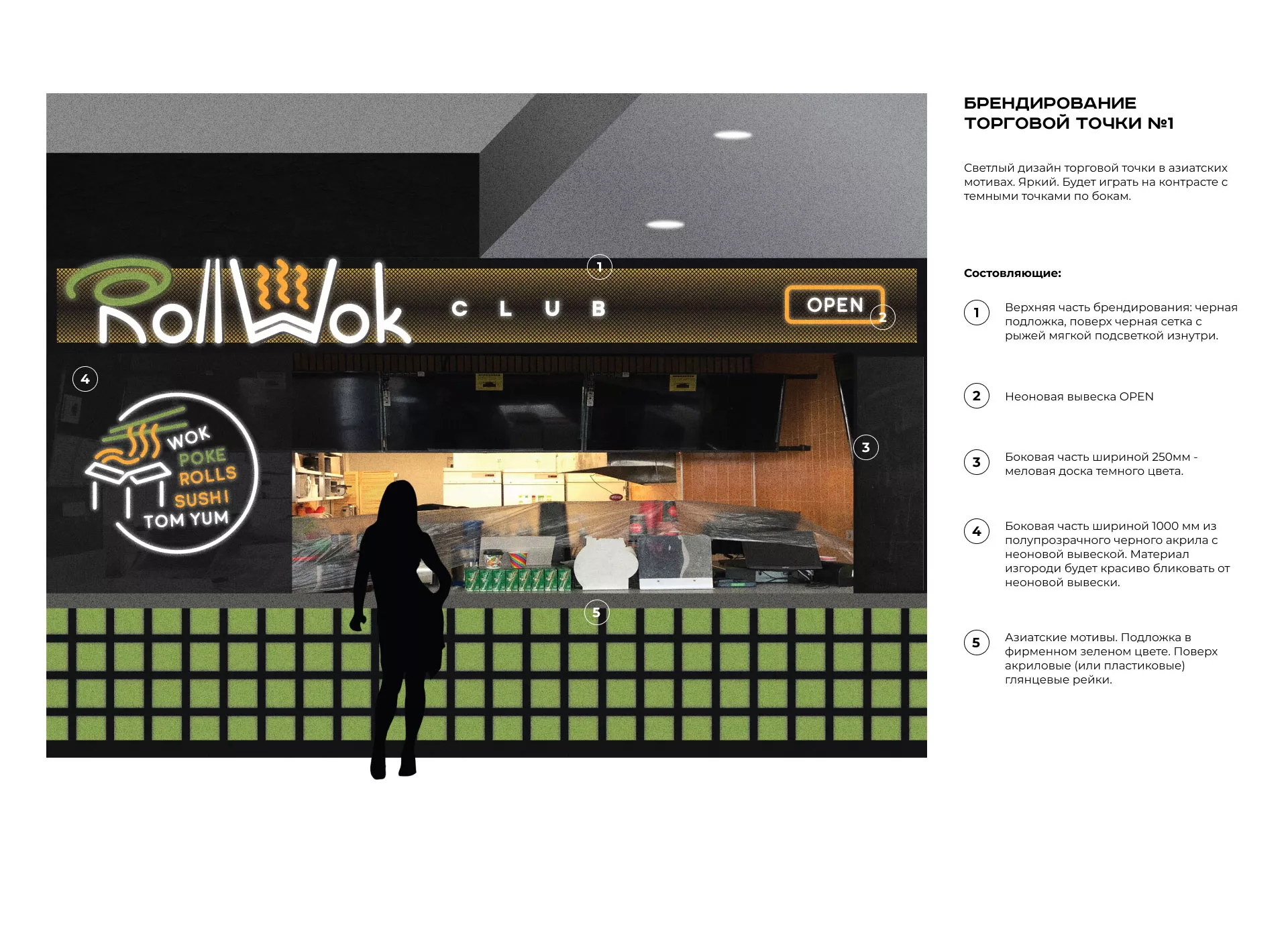 Брендирование торговых точек суши-бара «Roll Wok Club» в Балашове